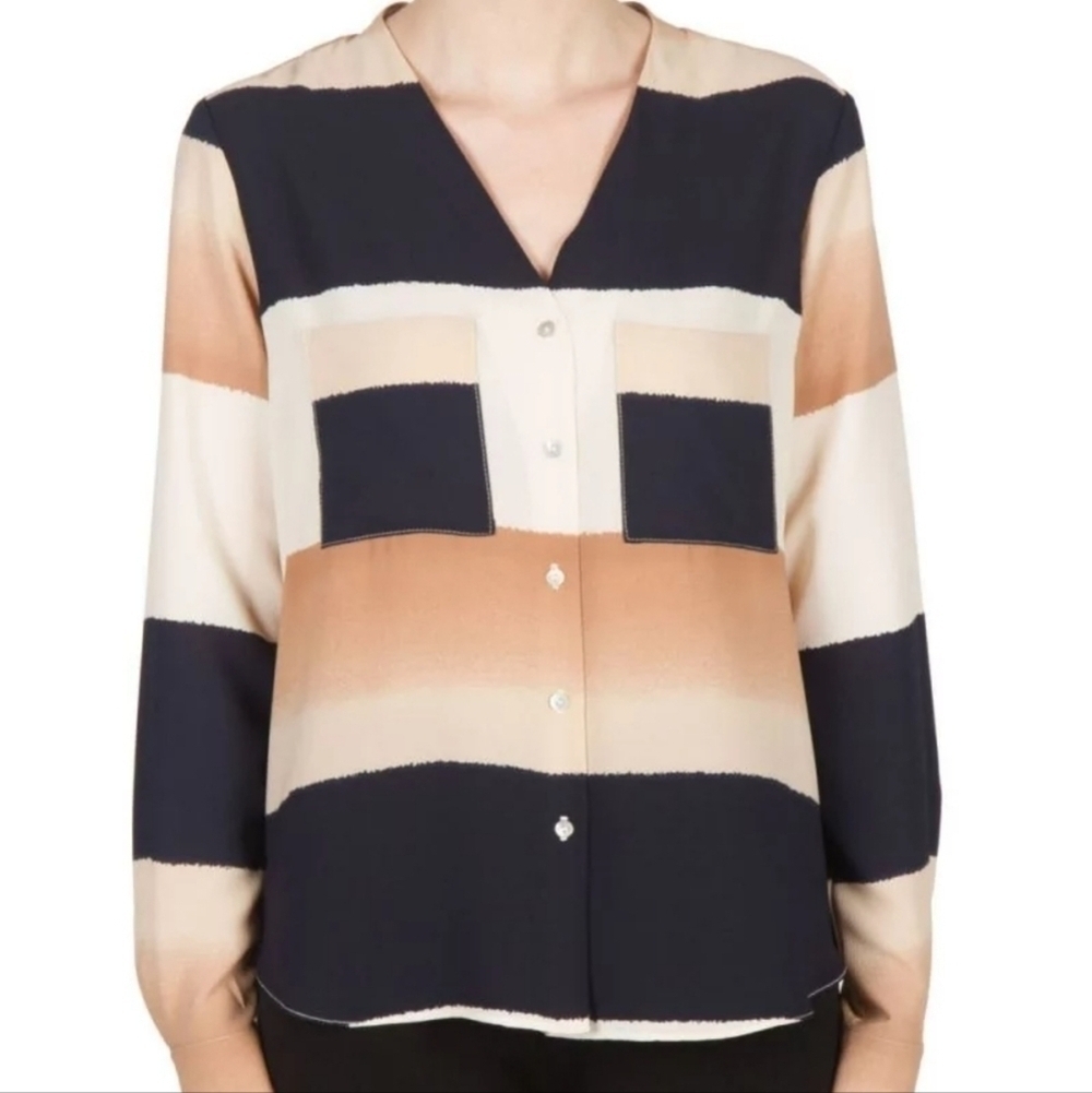 Joseph Ribkoff Navy/Beige/Off-White Blouse Style Button Shirt Size 6‎